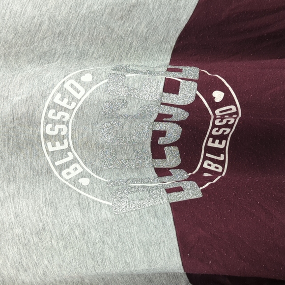 RAGS TO RICHES " Blessed" Gray and Maroon Sweatshirt XL Oversized comfortable - Picture 3 of 6